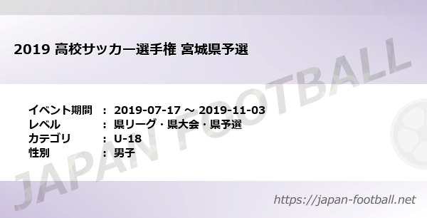 19 高校サッカー選手権 宮城県予選 宮城県 U 18 の試合情報一覧 Japan Football ジャパンフットボール