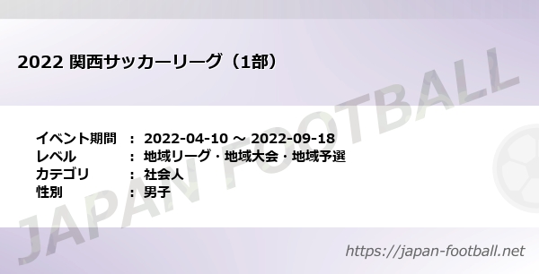 22 関西サッカーリーグ 1部 地域リーグ 地域大会 地域予選 社会人 の試合情報一覧 Japan Football ジャパンフットボール