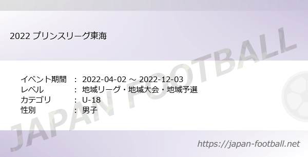 22 プリンスリーグ東海 地域リーグ 地域大会 地域予選 U 18 の試合情報一覧 Japan Football ジャパンフットボール