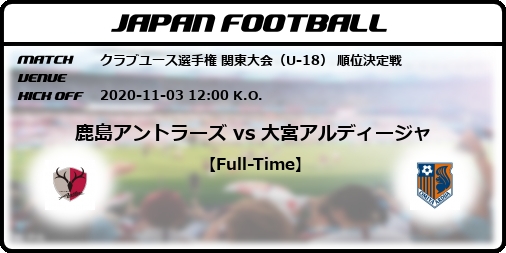 クラブユース選手権 関東大会 U 18 順位決定戦 鹿島アントラーズ Vs 大宮アルディージャ Japan Football ジャパンフットボール