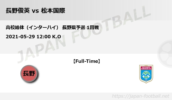 高校総体 インターハイ 長野県予選 1回戦 長野俊英 Vs 松本国際 Japan Football ジャパンフットボール