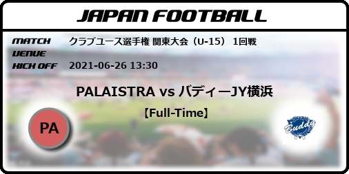 クラブユース選手権 関東大会 U 15 1回戦 Palaistra Vs バディーjy横浜 Japan Football ジャパンフットボール